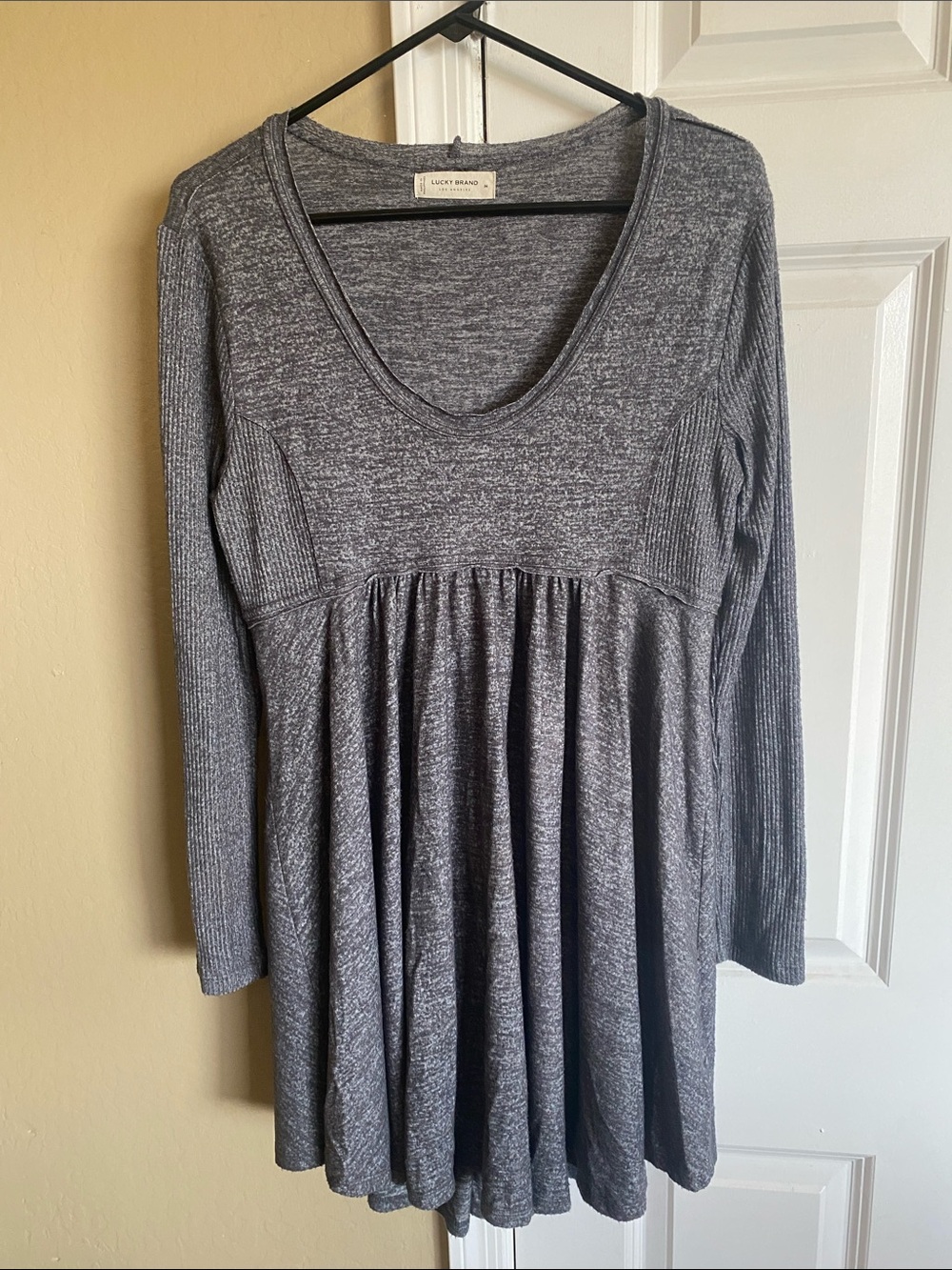 Lucky Brand Gray Knit Tunic Sweater Dress Medium